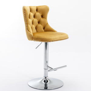 Swivel Barstools Adjusatble Seat Height From 25-33", Modern Upholstered Base Bar Stools With Backs Comfortable Tufted For Home Pub And Kitchen Island (Set of 2)