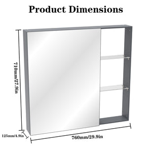 Medicine Cabinet with Adjustable Shelves and Mirror - Black Brown