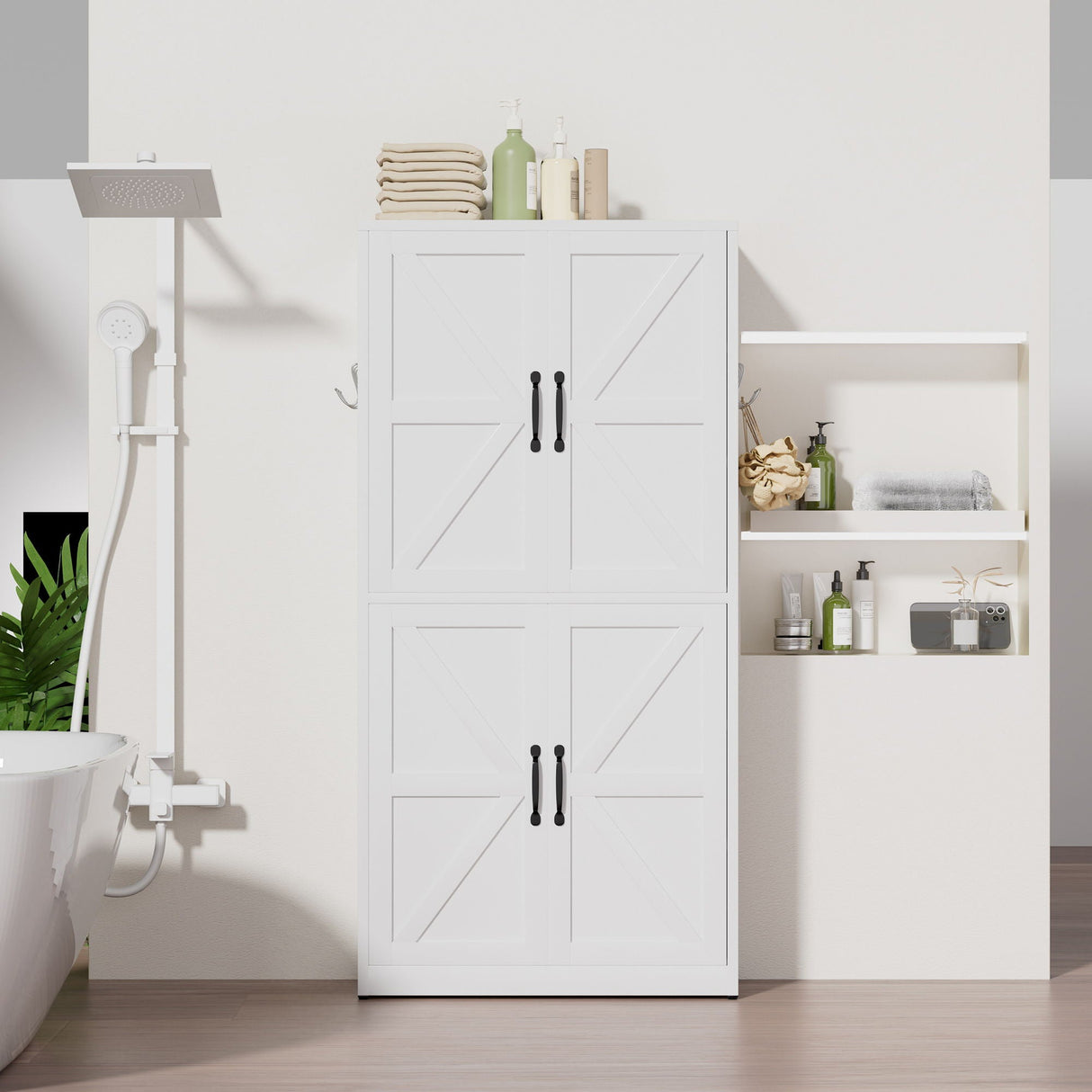 Kitchen Pantry Cabinet With Adjustable Shelves, Heavy Duty Storage - White