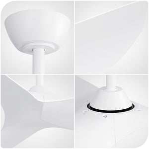 Ceiling Fan Without Light, DC Motor Remote Control Fan For Indoor / Outdoor Use - White