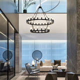 47.24 Inch Matte Black Wagon Wheel Chandelier with 36 Lights