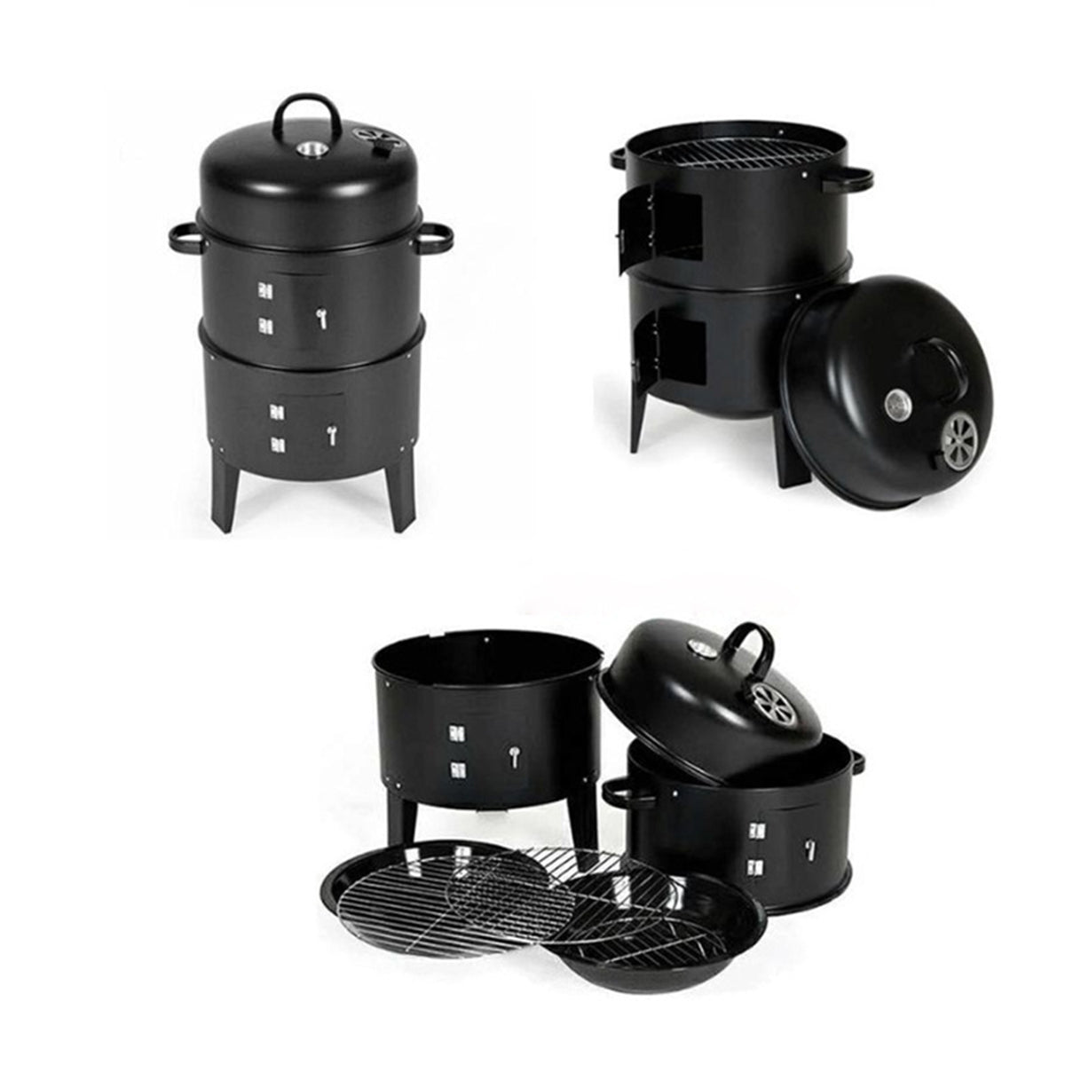 Outdoor Double-Layer Grill Charcoal Wood Fired Braising and Smoking Stove