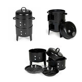 Outdoor Double-Layer Grill Charcoal Wood Fired Braising and Smoking Stove