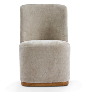 Indoor Dining Chair Set of 2 in Creamy Oatmeal Upholstered Fabric