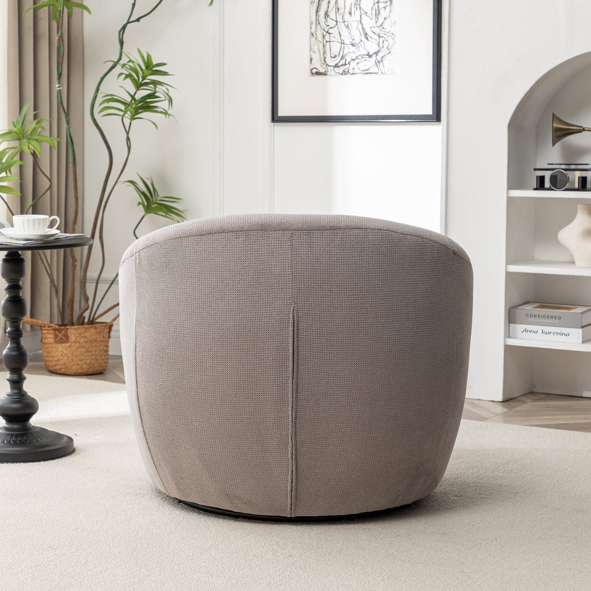 Winnie Modern Teddy Fabric Swivel Barrel Chair