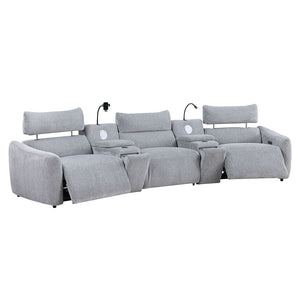 Fullar - Modular Power Motion Armless Recliner - Light Gary Chenille
