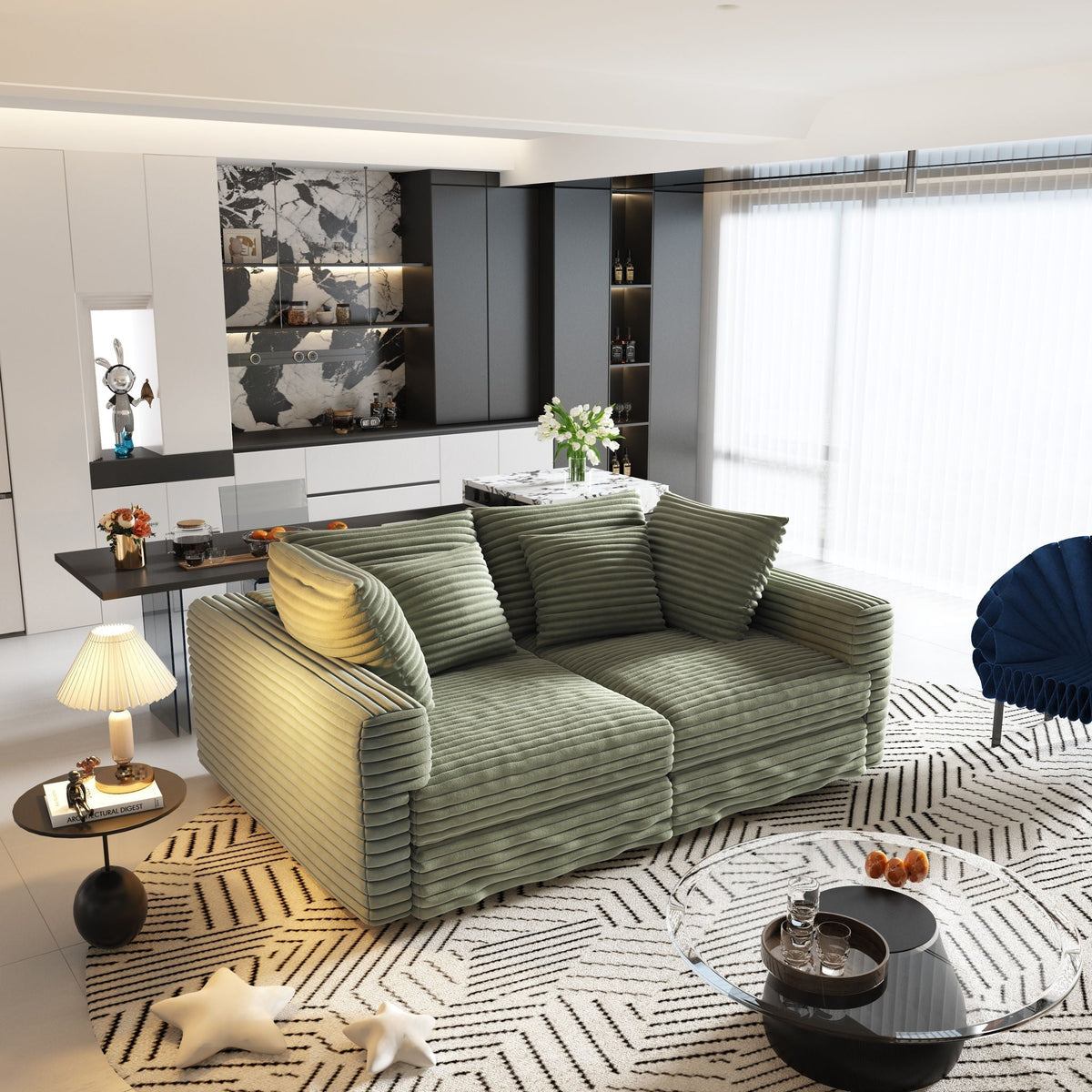 4 Seat Sofa, Modern Comfy Upholstered Sofa Cloud Couch, Deep Seat Couches With Soft Pillows