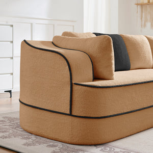 Elysees Left Chaise Sofa With Pillows Teddy Fabric - Camel