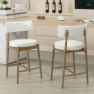Mid Century Modern Counter Stools, Fabric Upholstered Chairs