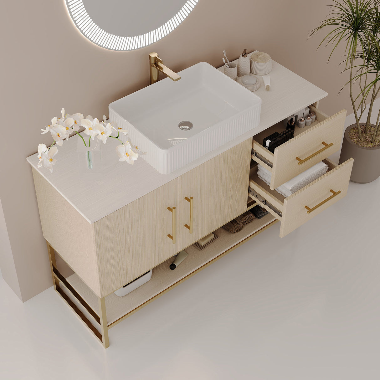 36" Modern Bathroom Vanity with Ceramic Vessel Sink