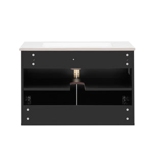 Bathroom Vanity With Sink, Rectangular Storage Cabinet With 2 Soft Closing Doors