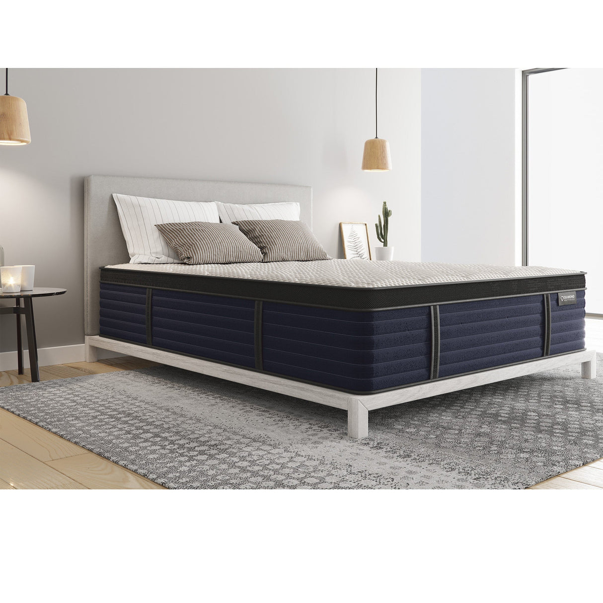 Diamond Hughes Twin Latex Hybrid Mattress with Euro-Top Firm Feel
