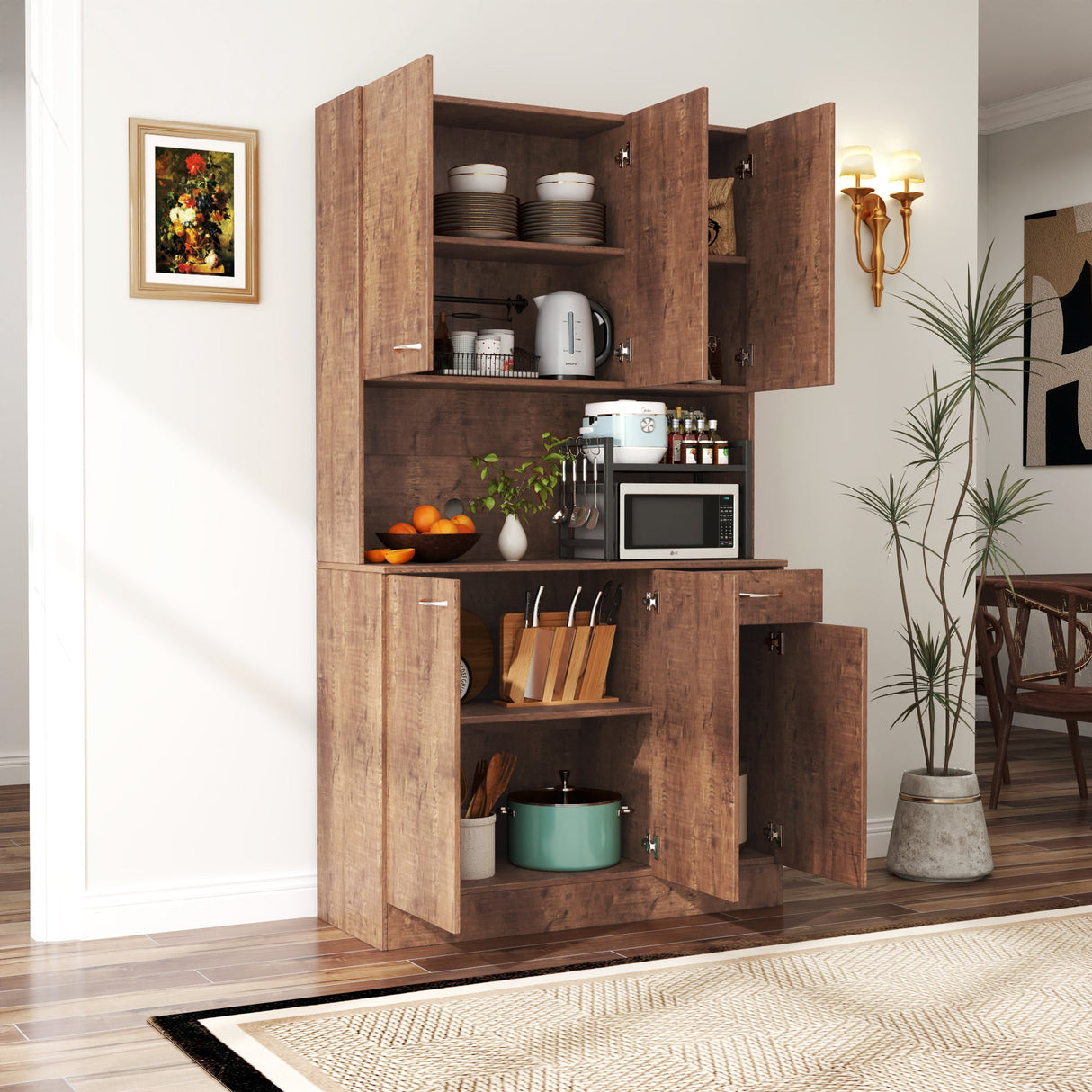 70.87" Tall Wardrobe & Kitchen Cabinet