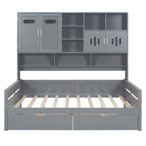 Daybed With All-In-One Cabinet And Shelf
