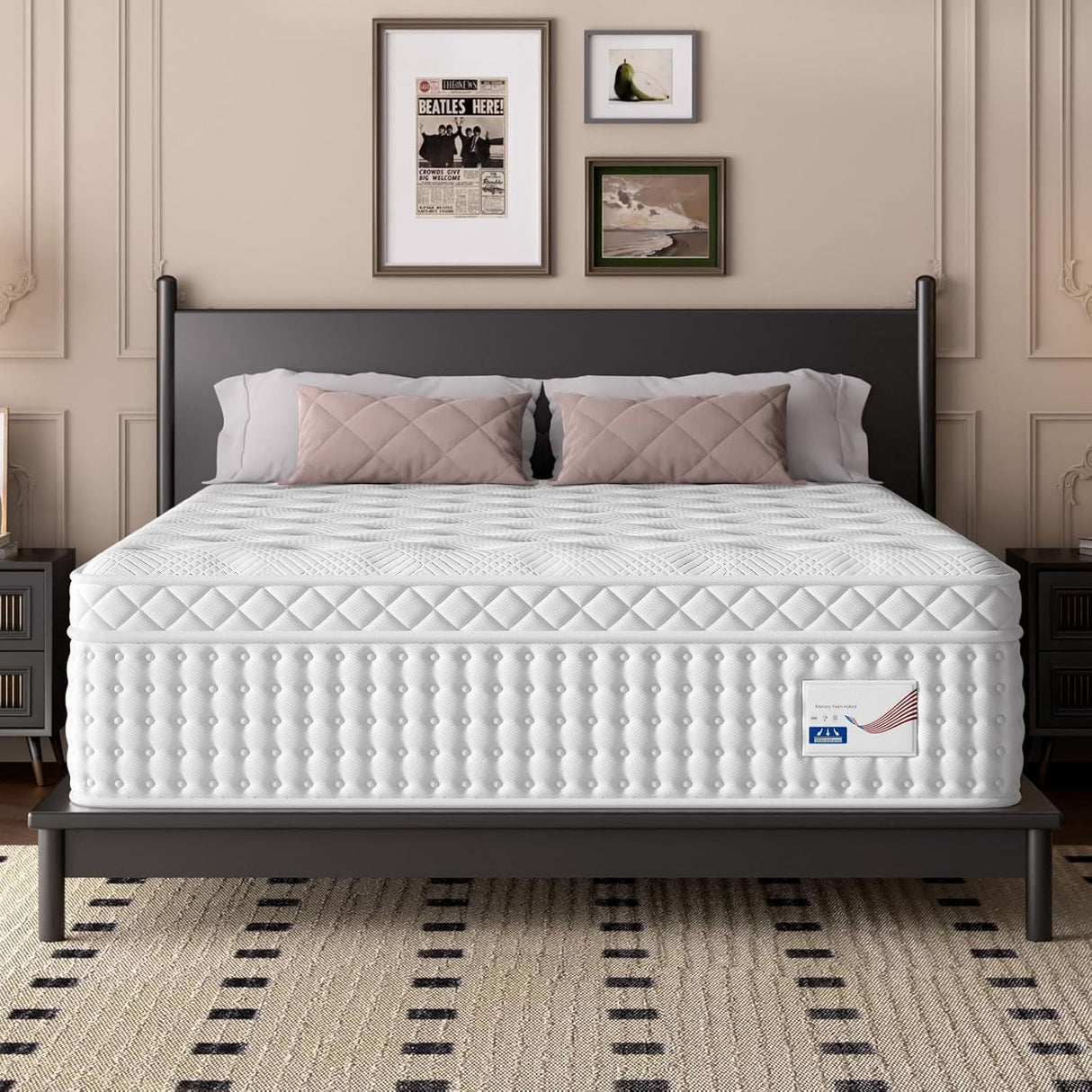 12" King Hybrid Mattress, Memory Foam & Pocket Spring Bed, Medium Firm Comfort