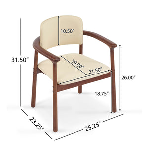 Dining Room Chairs Set of 2 - Beige / Dark Walnut
