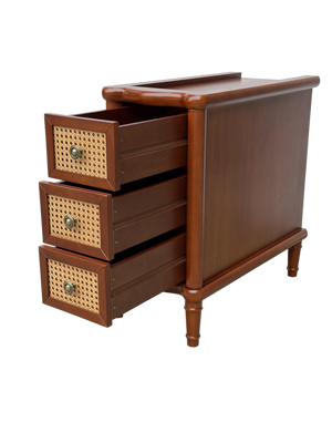 Rattan Narrow Side Table with 3 Drawers