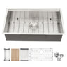 33" Undermount Kitchen Sink Single Bowl Stainless Steel Ledge Workstation In Brushed Nickel, 16 Gauge 304 Stainless Steel, 33 X 19 X 9 Inch