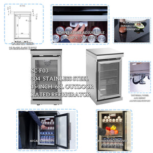 6 Burner 85, 000 Btu Deluxe Gas Outdoor Kitchen Island Grill With Wine Cooler Refrigerator, Rotisserie, Storage Cabinets & Drawers - Silver