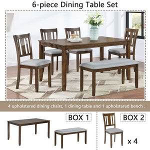 Kitchen Dining Set, Rectangular Dining Table With Upholstered Chairs