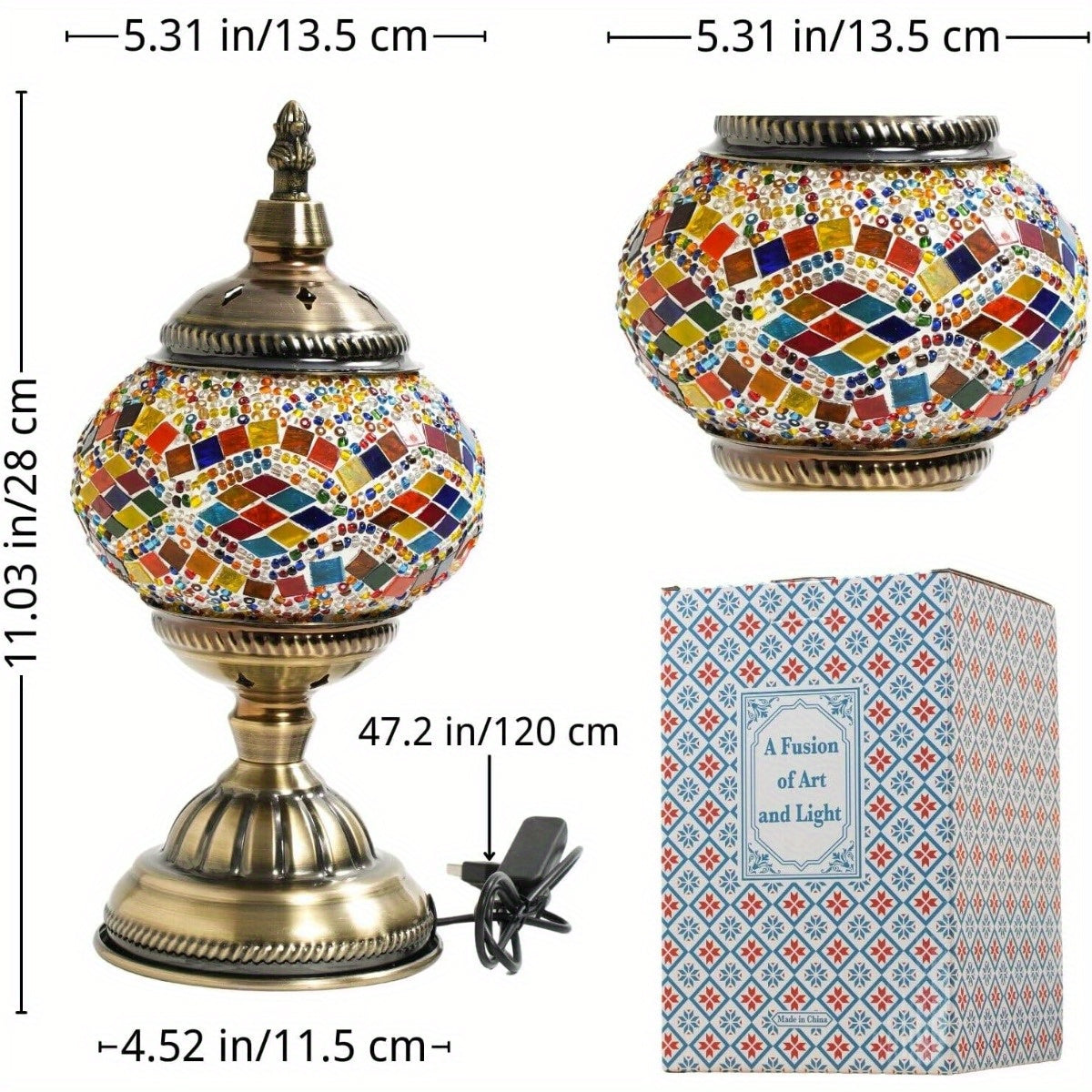 Handmade Turkish Mosaic Lamp – Dimmable Glass Pumpkin Night Light for Bedroom