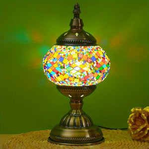 Handmade Turkish Mosaic Lamp – Dimmable Glass Pumpkin Night Light for Bedroom