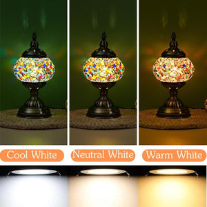 Handmade Turkish Mosaic Lamp – Dimmable Glass Pumpkin Night Light for Bedroom