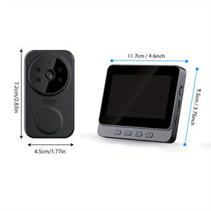 Wireless Video Doorbell with 4.3 Screen, HD Camera, Two-Way Audio & Night Vision