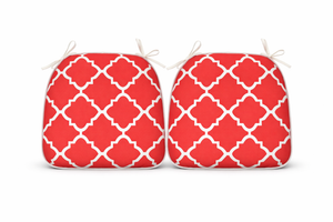 Outdoor Chair Cushions Seat Cushions with Straps, Set of 4, Plaid Red