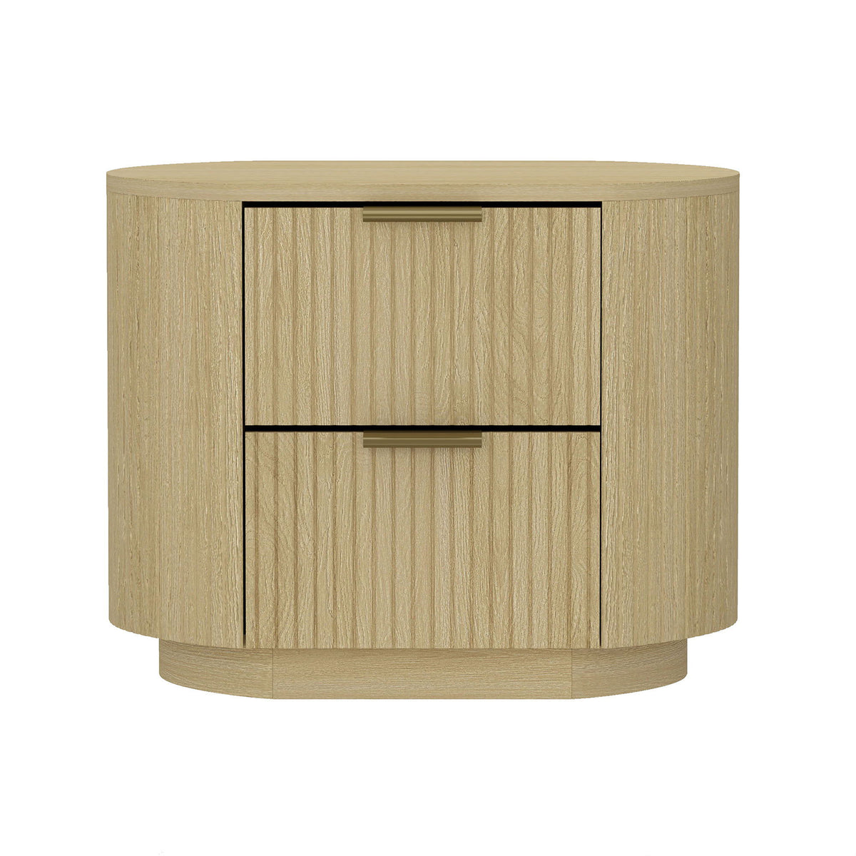 Oak Nightstand with Two Drawers and Ribbed Texture - Oak