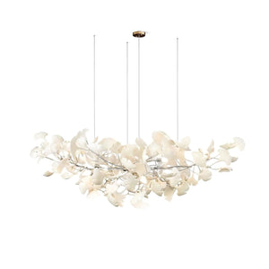Porcelain Ginkgo Leaf Linear Chandelier with Flexible Branches | Dining Table Light