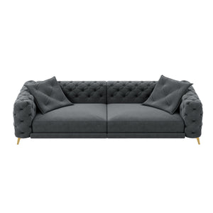 3 In 1 Convertible Sleeper, Deep Seat Pull Out Sofa Bed, Button Tufted