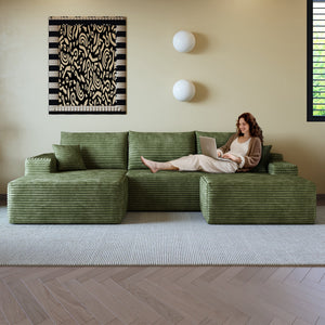 107" Cloud Sectional Sofa with Ottoman