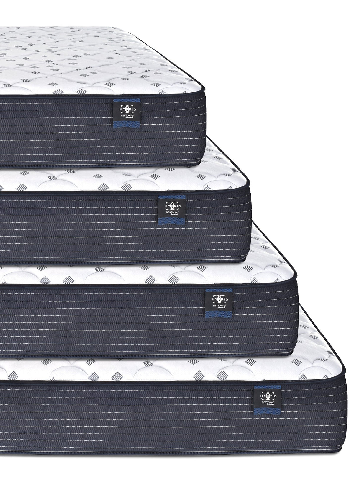 Hybrid Euro Top Mattress with Cooling Comfort - White & Blue