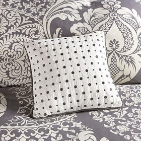 7 Piece Cotton Printed Comforter Set - Indigo - Cal King