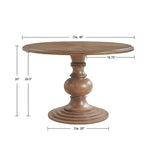 46" Round Pedestal Dining Table with Wood Frame