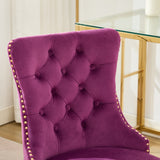 Office Chair Modern Velvet Upholstered Tufted Button Purple
