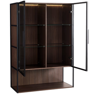 Modern Minimalist 51.2'' Tall Lighted Display Cabinet with Tempered Glass