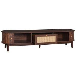 TV Stand for 75" TVs with Drawer and Sliding Cabinets - Dark Brown