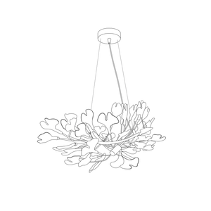 Porcelain Ginkgo Leaf Linear Chandelier with Flexible Branches | Dining Table Light