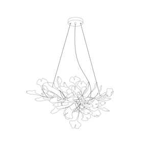 Porcelain Ginkgo Leaf Linear Chandelier with Flexible Branches | Dining Table Light