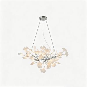 Porcelain Ginkgo Leaf Linear Chandelier with Flexible Branches | Dining Table Light