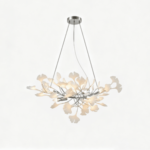 Porcelain Ginkgo Leaf Linear Chandelier with Flexible Branches | Dining Table Light