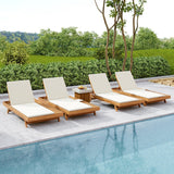 Lounge Chaise Set, Acacia Wood with Water-Resistant Cushions