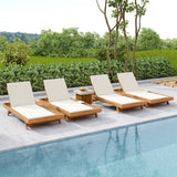 Lounge Chaise Set, Acacia Wood with Water-Resistant Cushions