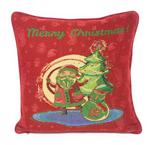 Set of 4 Pieces - Magical Santa Snowman Gingerbread Christmas Holiday Tapestry Throw Pillow Covers Bundle Pack - 16" x 16"