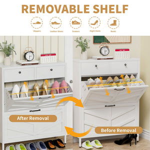 Shoe Cabinet With Flip Drawers