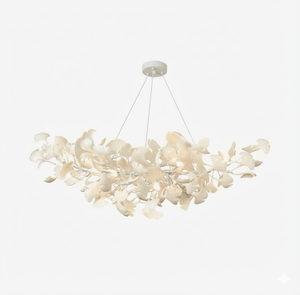 Porcelain Ginkgo Leaf Linear Chandelier with Flexible Branches | Dining Table Light