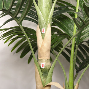 6Ft Golden Cane Artificial Palm Tree With Plastic Pot, Tropical Faux Palm, Indoor / Outdoor Decoration - Green Leaves