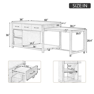 TREXM Extendable Kitchen Island with Storage